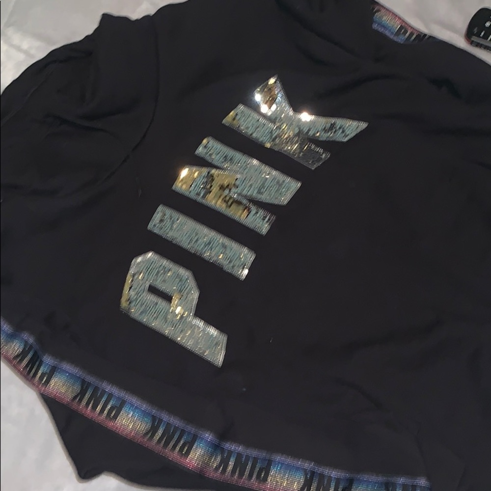 pink (victoria’s secret) hoodie.